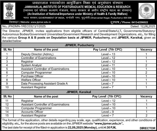 1 JIPMER Recruitment 2025
