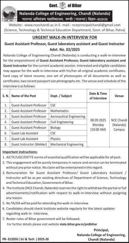 Capture Nalanda College of Engineering Recruitment 2025