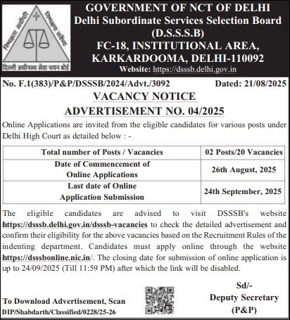 Capture DSSSB Delhi High Court Recruitment 2025