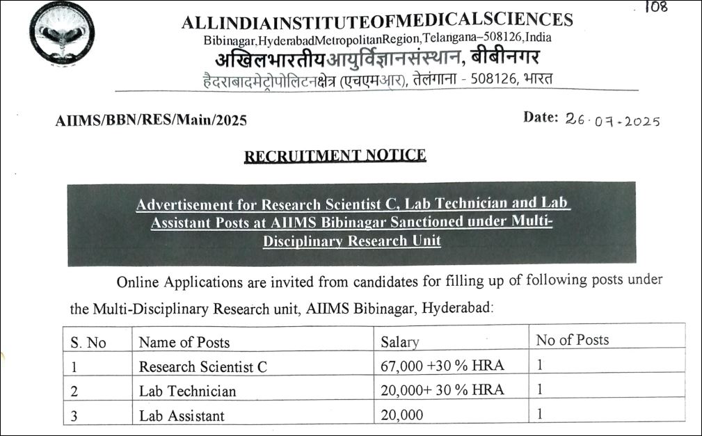 Capture AIIMS Bibinagar Recruitment 2025